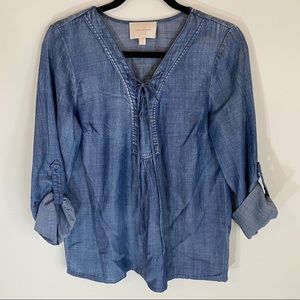 Skies Are Blue Blue Chambray Denim Shirt M